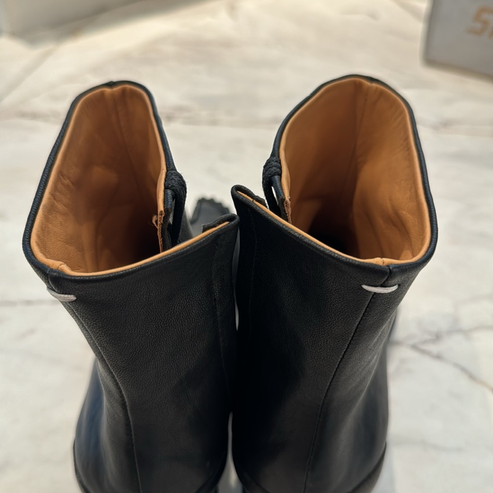 Exceptional quality black leather Japanese split toe tabi shoes boots sz9 - Picture 6 of 6